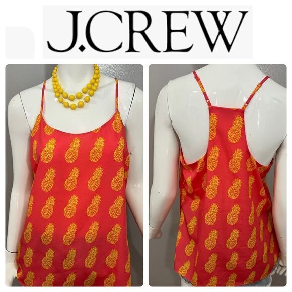 J-Crew Coral and Yellow Pineapple Racer Back Tank - 10 - Picture 2 of 11